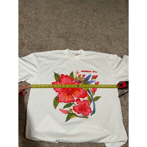 Vintage Champ Grenada W.I. Floral‎ Graphic T-Shirt Caribbean Souvenir Medium - Picture 5 of 6